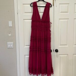 Vici Magenta Tiered maxi dress